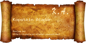 Kopstein Aladár névjegykártya